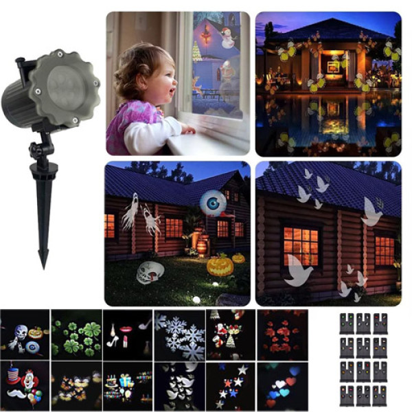 Світлодіодний Лазерний Проектор 668 Для Вулиці +12 Вкладишів з Картинками Waterproof Світлодіодний Лазерний Проектор 668 Для Вулиці +12 Вкладишів з Картинками Waterproof