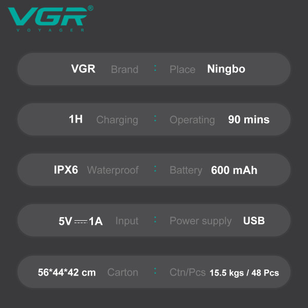 Електробритва VGR V-314 Роторна IPX6 LED Display Електробритва VGR V-314 Роторна IPX6 LED Display