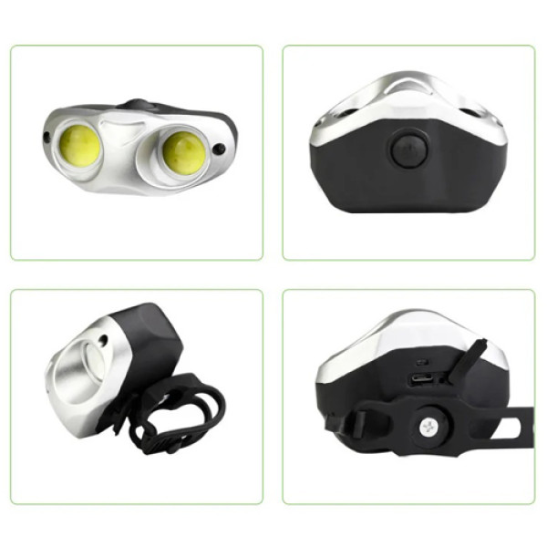 Велоліхтар QX-Q02-2COB, Li-Ion акум., ЗУ microUSB