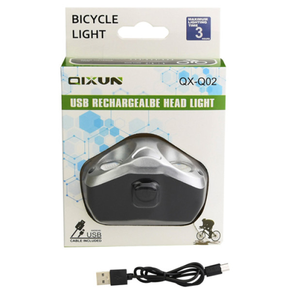 Велоліхтар QX-Q02-2COB, Li-Ion акум., ЗУ microUSB