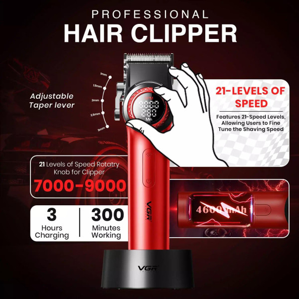 Комплект VGR 2 в 1 V-001 & V-977 RED Акумуляторна Машинка Для Стрижки Clipper і Тример