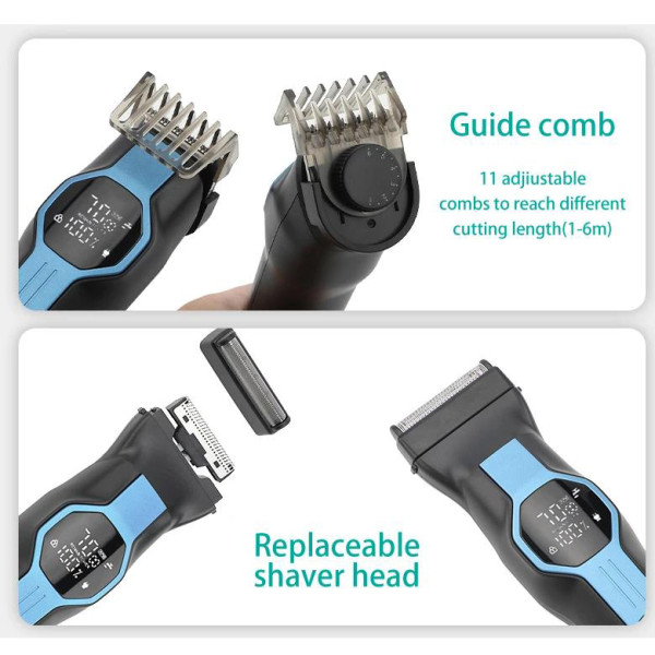Набор для стрижки VGR 13 в 1 V-173 BLUE, 13 насадок, LED display
