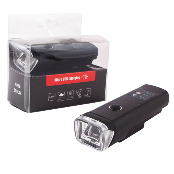 Велоліхтар HJ-047-XPG ULTRA LIGHT, ALUMINUM, AVTOLIGHT SENSOR, Waterproof, аккум., ЗУ microUSB