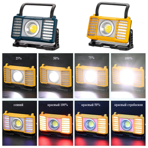 Ліхтар Портативний W880-2-COB White+Red+Blue Power Bank Li-Ion Акумулятор ЗУ Type-C Box
