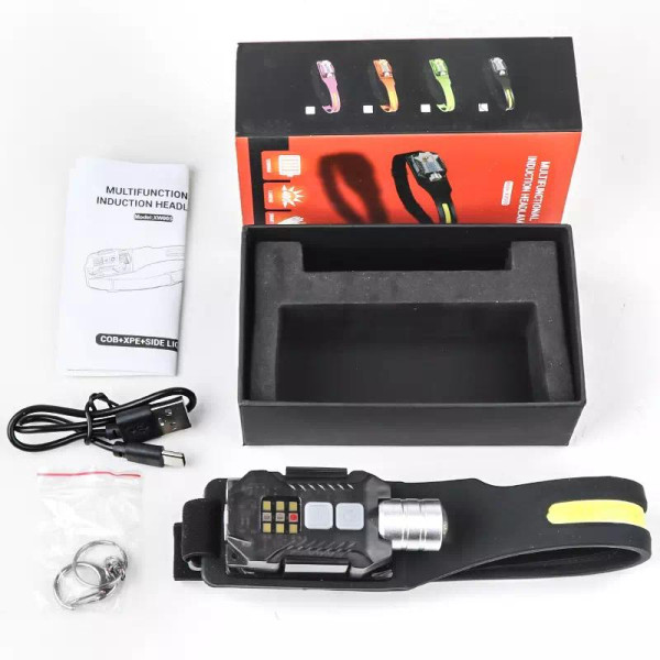 Ліхтар налобний T-018-LM+COB, Li-Ion акумулятор, ЗУ Type-C, магніт, Box