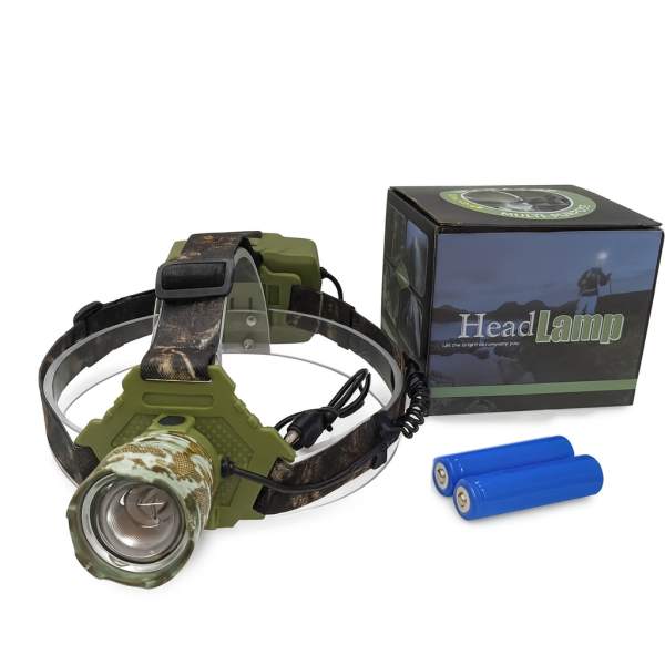 Ліхтар налобний W328-TG, 2x18650, ЗУ Type-C, zoom, Box