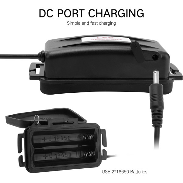 Ліхтар налобний W518-TG, 2x18650, ЗУ Type-C, zoom, Box