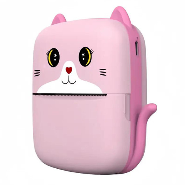 Термопринтер дитячий A8 Cat printer pink, bluetooth, ЗП Type-C
