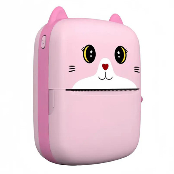 Термопринтер дитячий A8 Cat printer pink, bluetooth, ЗП Type-C