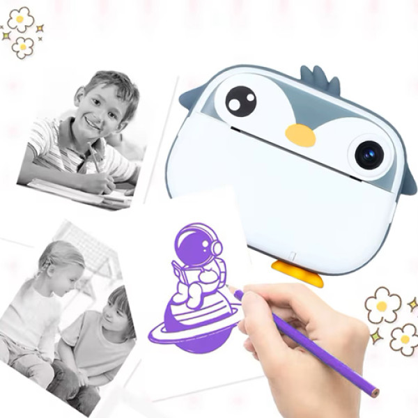 Фотоапарат дитячий з термодруком M05 GREY PENGUIN