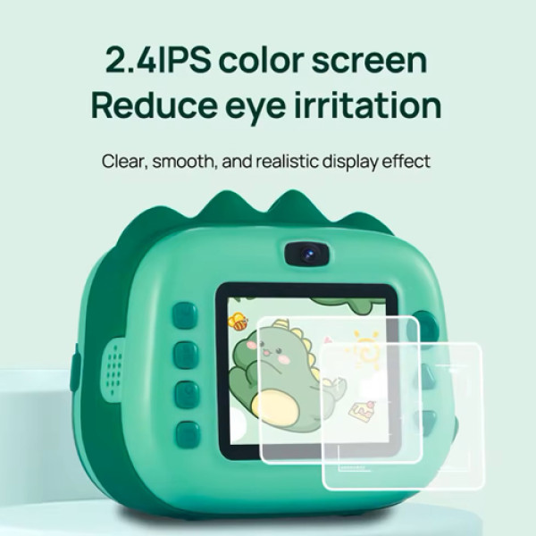 Фотоапарат дитячий з термодруком M05 GREEN DINOSAUR
