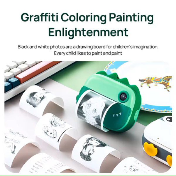 Фотоапарат дитячий з термодруком M05 GREEN DINOSAUR