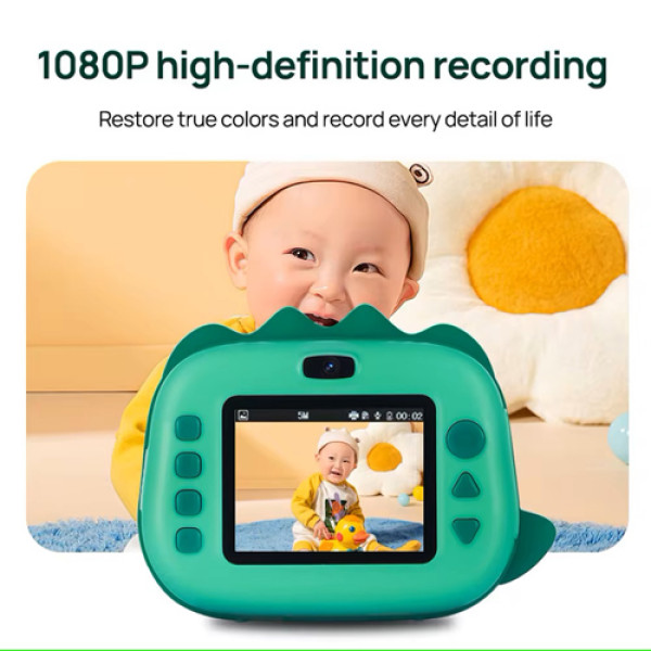 Фотоапарат дитячий з термодруком M05 GREEN DINOSAUR