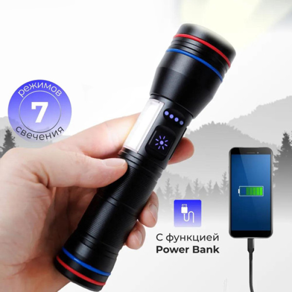 Ліхтар PLD-231 WHITE LASER LED PM10-TG+COB White+Red 1х18650 Power Bank Індикація Заряду ЗУ Type-C Магніт Zoom Box Ліхтар PLD-231 WHITE LASER LED PM10-TG+COB White+Red 1х18650 Power Bank Індикація Заряду ЗУ Type-C Магніт Zoom Box