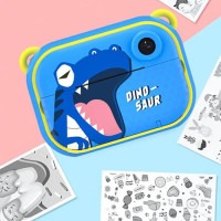 Фотоапарат дитячий миттєвого друку YT008, BLIUE DINOSAUR із підтримкою microSD card, 3Y+