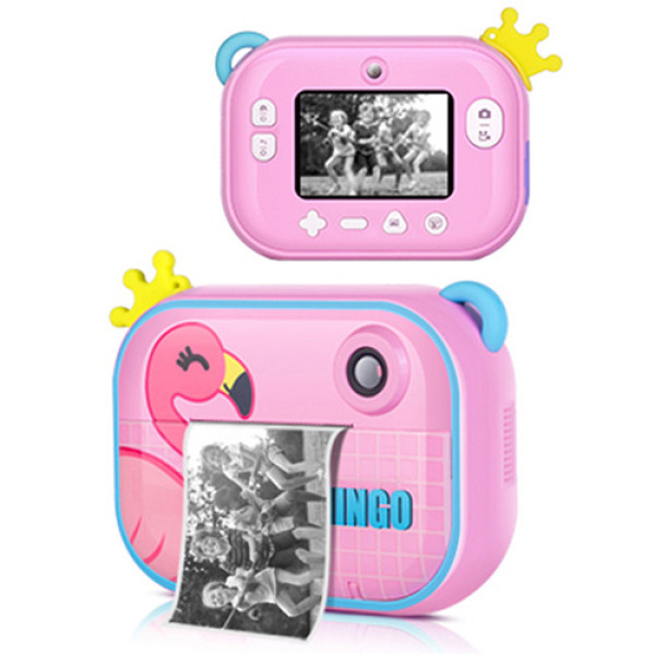 Фотоапарат дитячий миттєвого друку YT008 PINK FLAMINGO із підтримкою microSD card, 3Y+