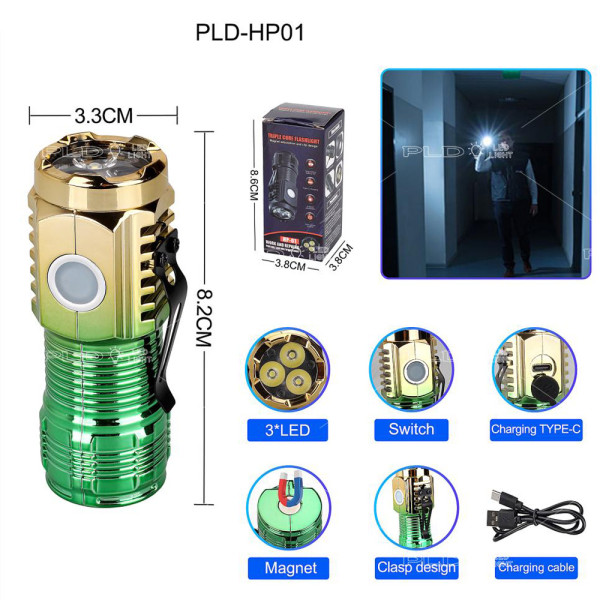 Ліхтар PLD-HP01-3LED Li-Ion Акумулятор Індикація Заряду ЗУ Type-C Магніт Box Ліхтар PLD-HP01-3LED Li-Ion Акумулятор Індикація Заряду ЗУ Type-C Магніт Box
