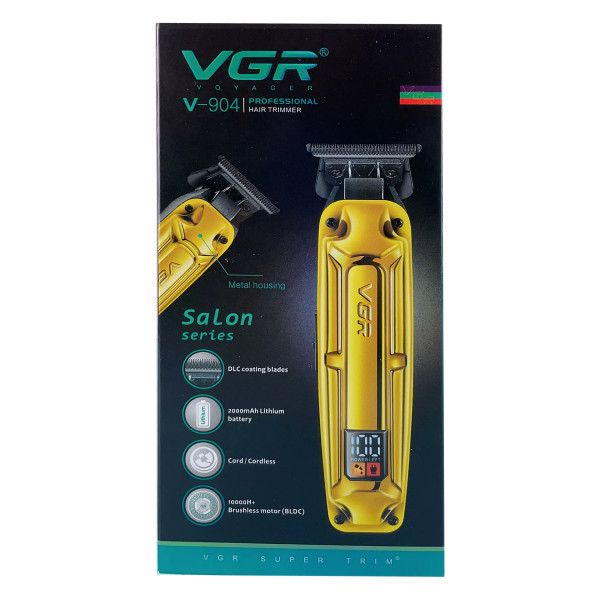 Акумуляторна Машинка Для Стрижки VGR V-904 GOLD 4 Насадки 2000 mAh LED Display Акумуляторна Машинка Для Стрижки VGR V-904 GOLD 4 Насадки 2000 mAh LED Display