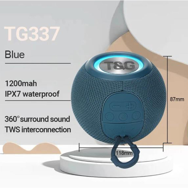 Bluetooth-Колонка TG337 с RGB Подсветкой Speakerphone Радио Blue Bluetooth-Колонка TG337 с RGB Подсветкой Speakerphone Радио Blue