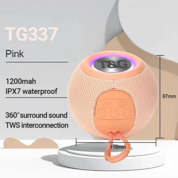 Bluetooth-Колонка TG337 с RGB Подсветкой Speakerphone Радио Pink Bluetooth-Колонка TG337 с RGB Подсветкой Speakerphone Радио Pink