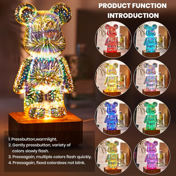 Нічник 3D Bearbrick Ведмедик KX197 8 Кольорів RGB+Warm Light Нічник 3D Bearbrick Ведмедик KX197 8 Кольорів RGB+Warm Light