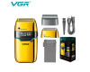 Электробритва VGR V-350 GOLD шейвер, двойное лезвие,  2 насадки, LED Display