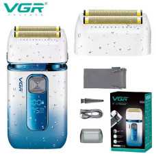 Электробритва VGR V-362 WHITE шейвер, двойное лезвие, триммер, IPX6, LED Display