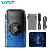 Электробритва VGR V-377 BLUE шейвер, двойное лезвие, регулировка мощности 7000-9000 RPM, LED display