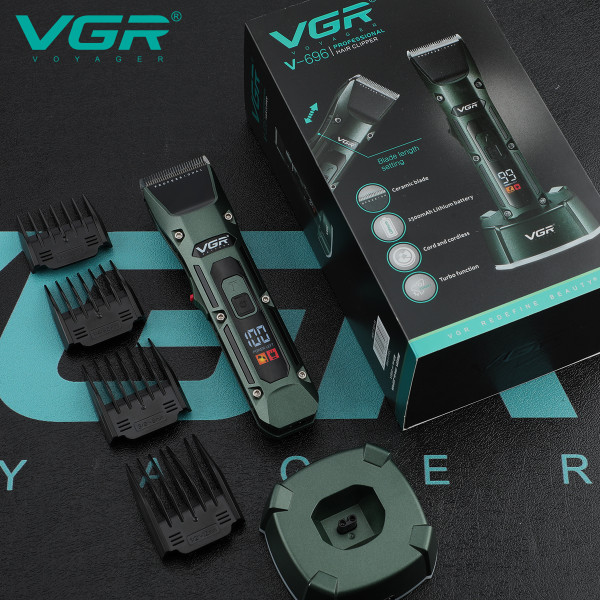 Акумуляторна Машинка Для Стрижки Clipper VGR V-696 4 Насадки LED Display Акумуляторна Машинка Для Стрижки Clipper VGR V-696 4 Насадки LED Display