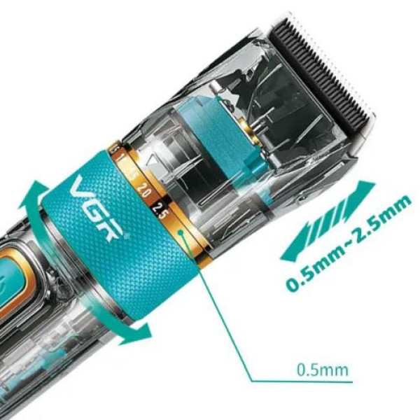 Акумуляторна Машинка Для Стрижки VGR V-695 6 Насадок Регулятор Висоти LED Display Акумуляторна Машинка Для Стрижки VGR V-695 6 Насадок Регулятор Висоти LED Display