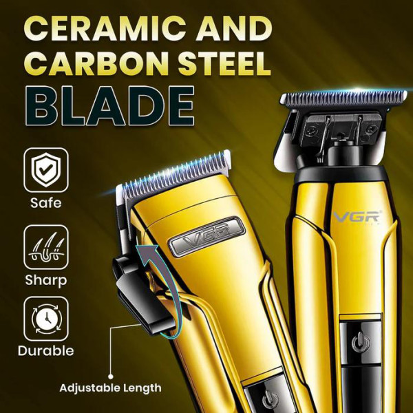 Комплект VGR 3 в 1 V-694 GOLD Акумуляторна Машинка Для Стрижки Clipper Тример і Електробритва Шейвер Комплект VGR 3 в 1 V-694 GOLD Акумуляторна Машинка Для Стрижки Clipper Тример і Електробритва Шейвер