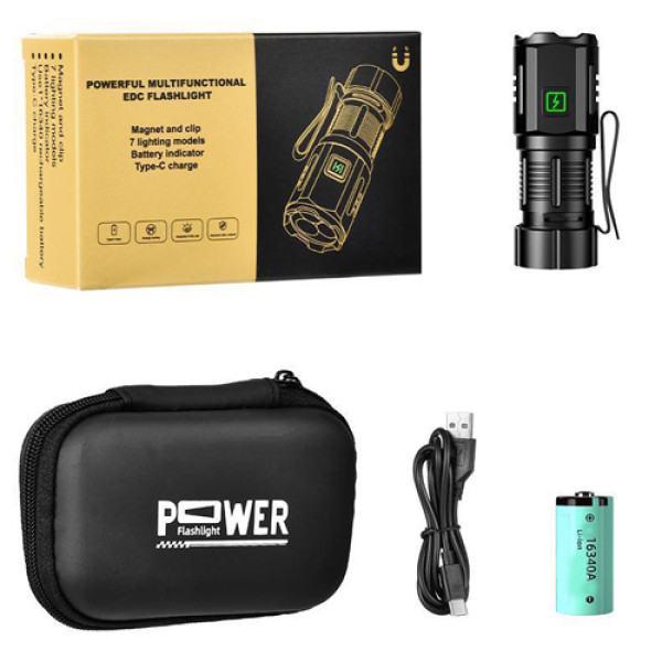 Ліхтар F30-3XPG 1х16340A Індикація Заряду ЗУ Type-C Чохол Магніт Box Ліхтар F30-3XPG 1х16340A Індикація Заряду ЗУ Type-C Чохол Магніт Box