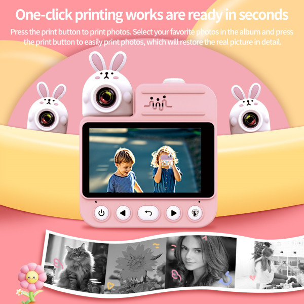 Фотоапарат дитячий миттєвого друку JD30, PINK RABBIT