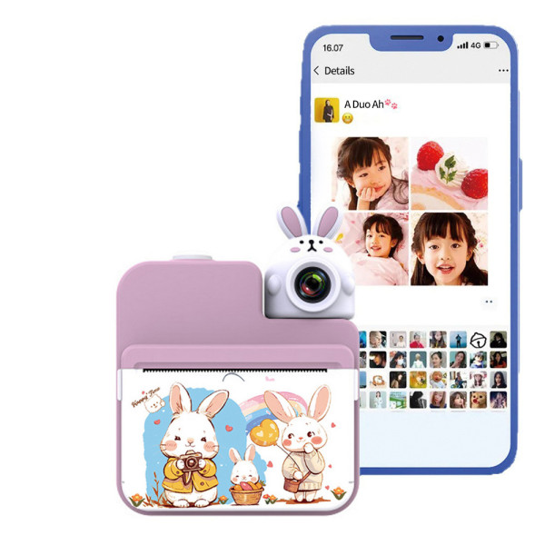 Фотоапарат дитячий миттєвого друку JD30, PINK RABBIT