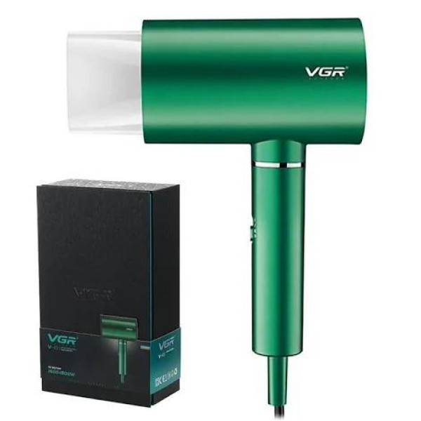 Фен профессиональный VGR V-431 GREEN, 2 уровня обдува, 2 уровня температуры, насадка-концентратор