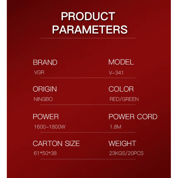 Фен профессиональный VGR V-431 GREEN, 2 уровня обдува, 2 уровня температуры, насадка-концентратор
