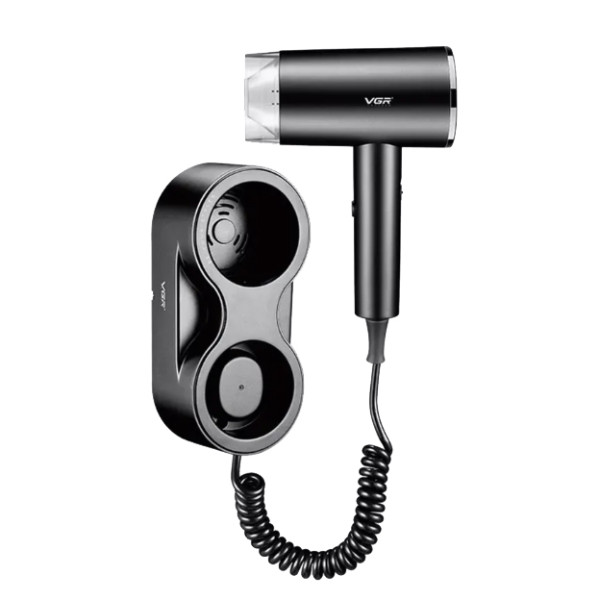 Фен настенный VGR V-407 BLACK, 2 уровня обдува, 3 уровня температуры