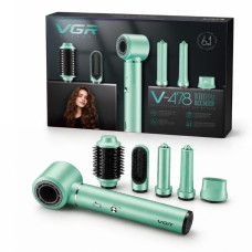 Фен-стайлер VGR 6 в 1 V-478 GREEN, 5 насадок, 3 скорости, 2 режима температуры, 1400W