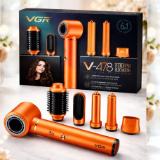 Фен-стайлер VGR 6 в 1 V-478 ORANGE, 5 насадок, 3 скорости, 2 режима температуры, 11000RPM, 1400W