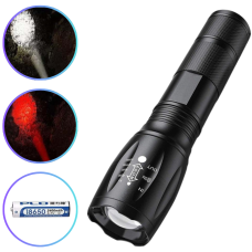 Фонарь ручной 1831-2XPE(White+Red), 1x18650, ЗУ Type-C, zoom, Box