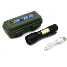 Ліхтар ручний 513/NB-666-XPE+COB, Li-Ion акум., zoom, ЗУ microUSB