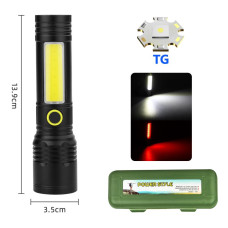 Фонарь BN-537-TG+COB(white+red), Li-Ion аккумулятор, ЗУ Type-C, zoom
