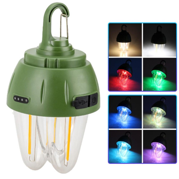 Ліхтар Кемпінг 899-SMD RGB + COB Вольфрамова Лампа Li-Ion Акумулятор ЗП Type-C Гачок