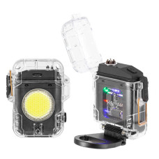 Фонарь MULTIFUNCTIONAL D52-2-COB black, Li-Ion аккум., индикация заряда, зажигалка, ЗУ Type-C, Box