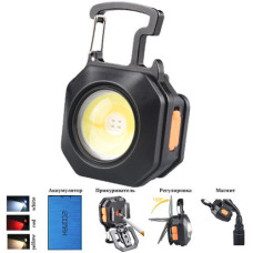 Фонарь MULTIFUNCTIONAL LL-201-COB ULTRA(white+yellow+red), multitool, Li-Ion аккум., зажигалка, магнит, карабин, отвертка