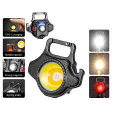 Фонарь MULTIFUNCTIONAL W5133-COB ULTRA(white+yellow+red), Li-Ion аккум., ЗУ Type-C, открывалка, магнит, карабин