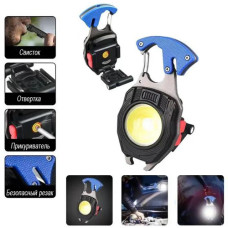 Фонарь MULTIFUNCTIONAL W5147/LL-202-COB(white+yellow+red), multitool, Li-Ion аккум., магнит, карабин, отвертка, зажигалка