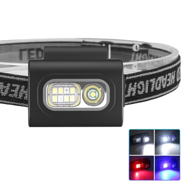 Ліхтар Налобний 505-XPE+8SMD White+Red+Blue Li-Ion Акумулятор ЗП Type-C Кліпса На Магніті