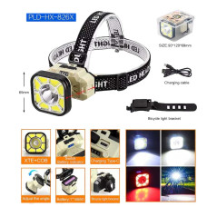 Ліхтар налобний 826X-XPE+8COB(White+Red), 1x18650, вело кріплення, ЗУ Type-C, Box