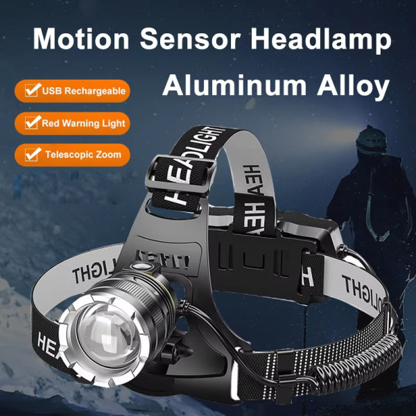 Ліхтар налобний A16-GT, Motion Sensor, IPX65, 2x18650, ЗУ Type-C, zoom, Box